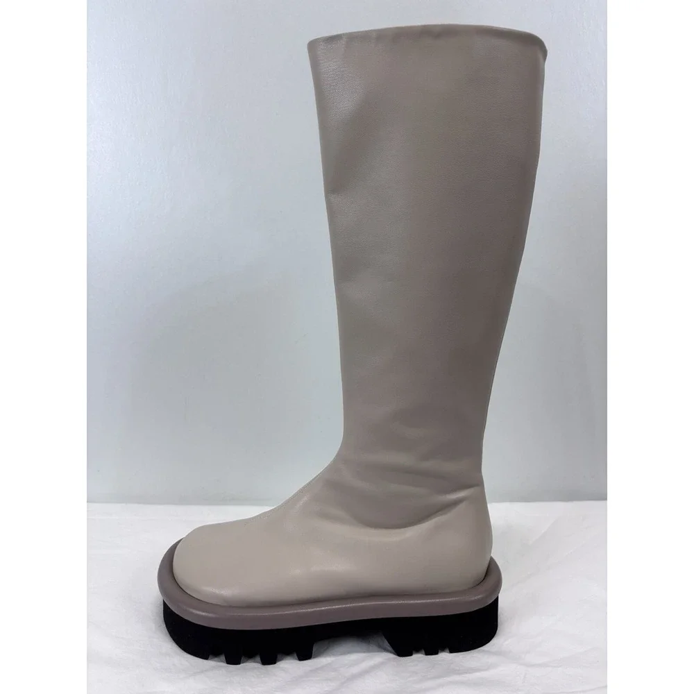 JW Anderson Bumper Boots Sz 38 US 7 Women's Knee High Taupe Sheepskin Leather